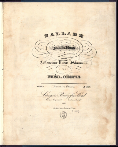 15. Ballade F Major Op. 38. Title page.