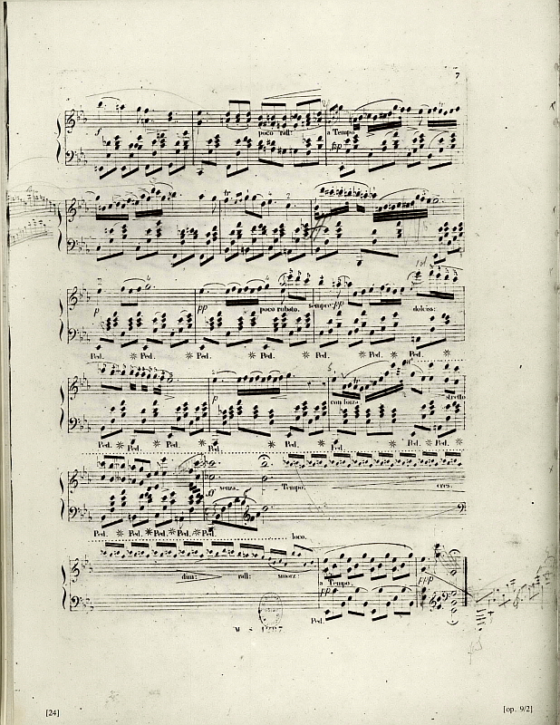 15. Nokturn Es-dur op. 9 nr 2. Odręczne poprawki kompozytora w egzemplarzu J.W. Stirling.