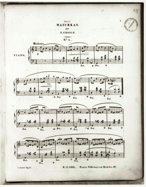 14 a. Mazurek a-moll op. 59 nr 1. Odręczne poprawki kompozytora w egzemplarzu C. O'Meara.